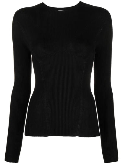 Long-Sleeve Ribbed-Knit Top