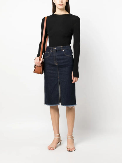 Long-Sleeve Ribbed-Knit Top