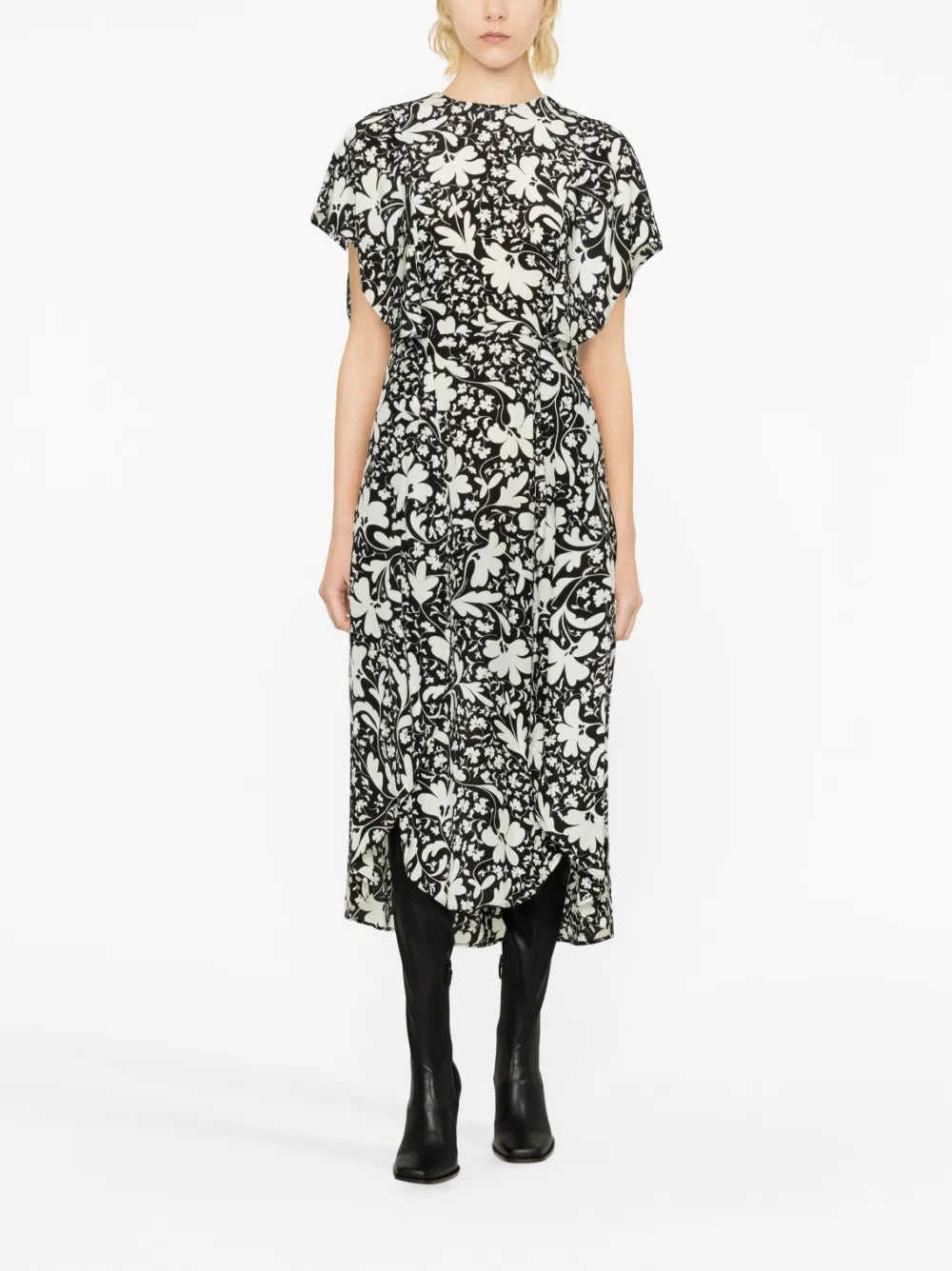 Forest Floral-Print Silk Dress