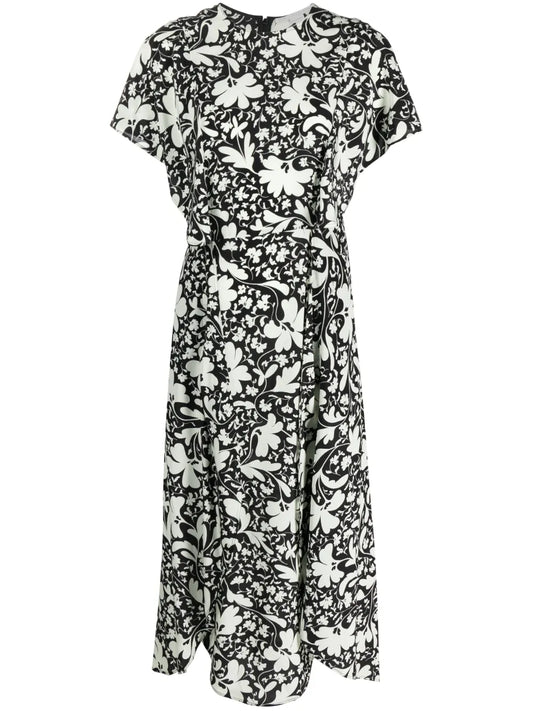Forest Floral-Print Silk Dress