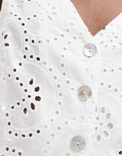 Broderie Button Detail Sleeveless Top Co-Ord