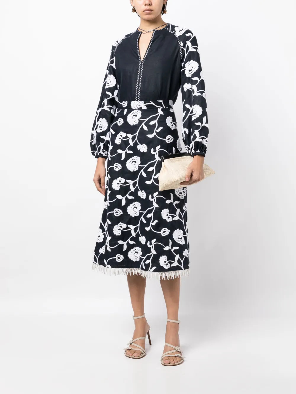 Molveno Floral-Embroidered Tunic Top