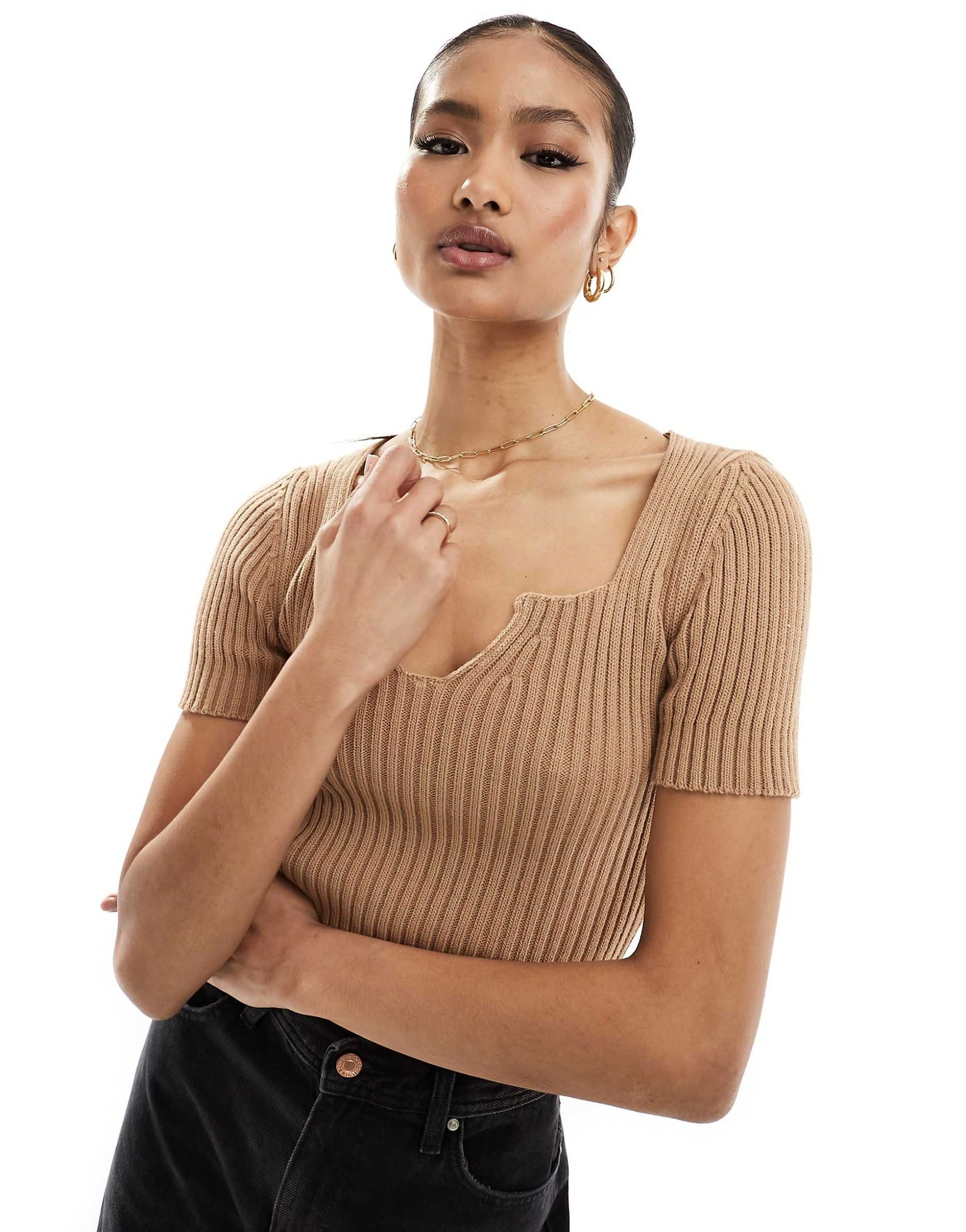 Knitted V Neck Top