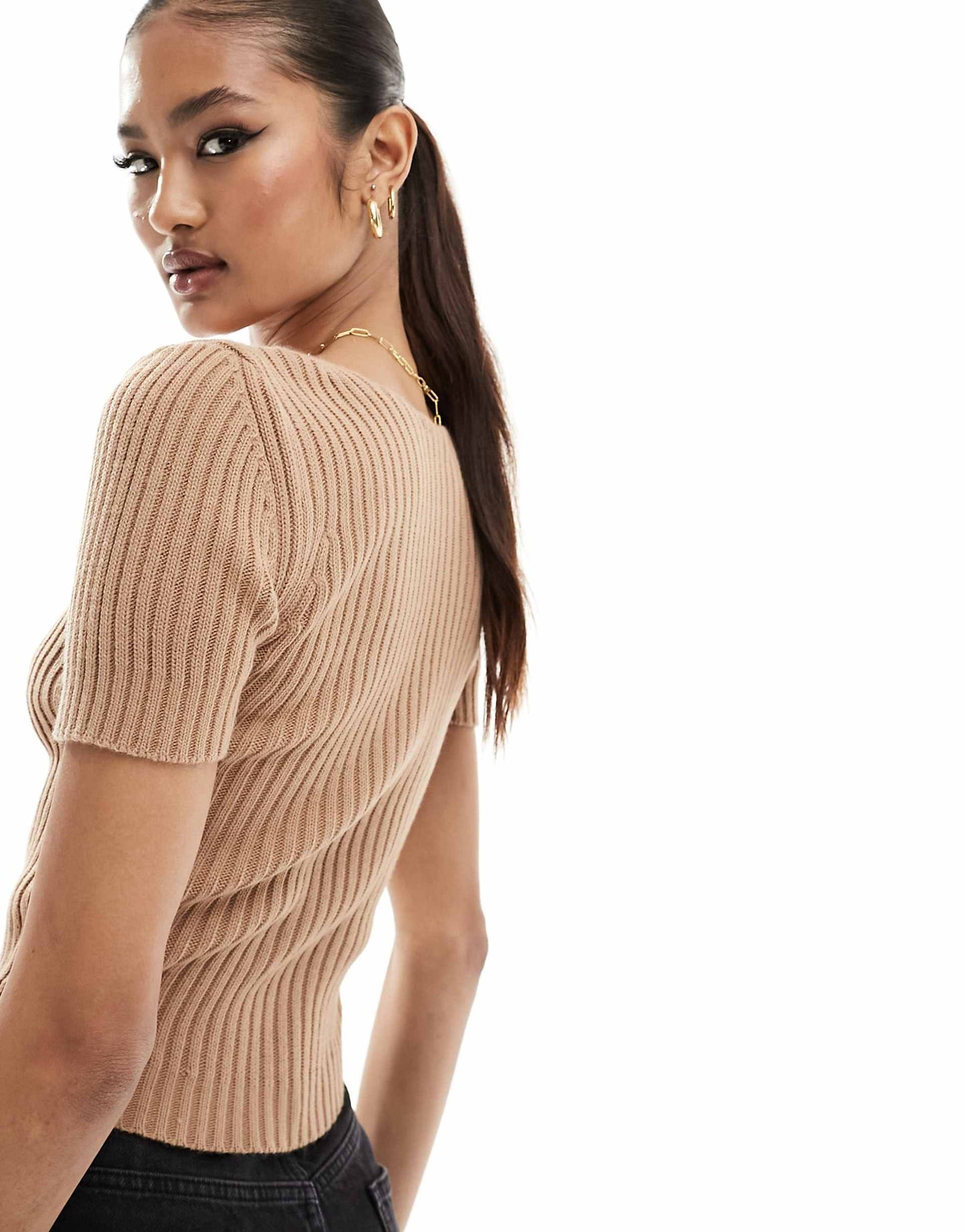 Knitted V Neck Top