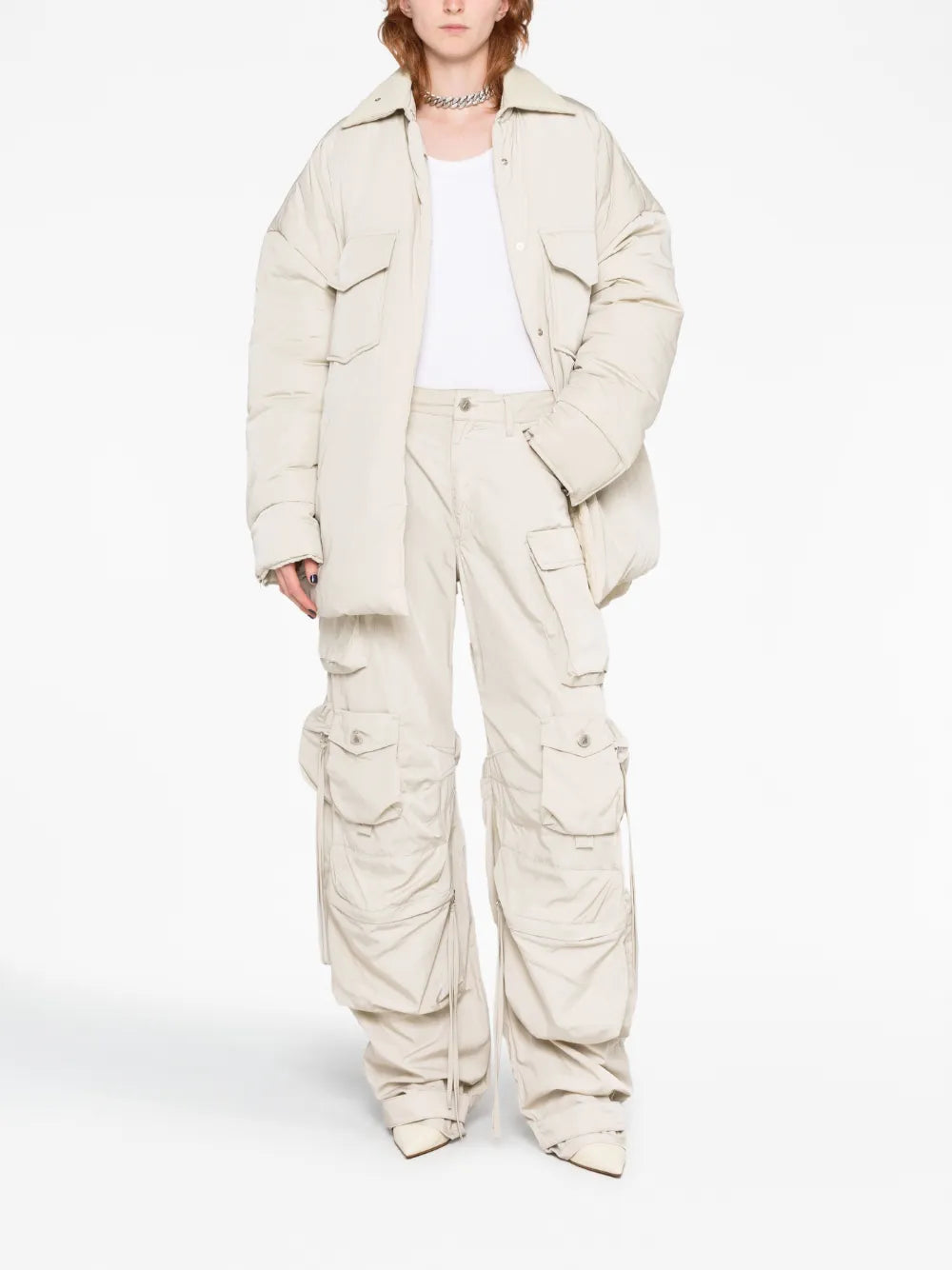 Padded Buttoned Oversized Coat