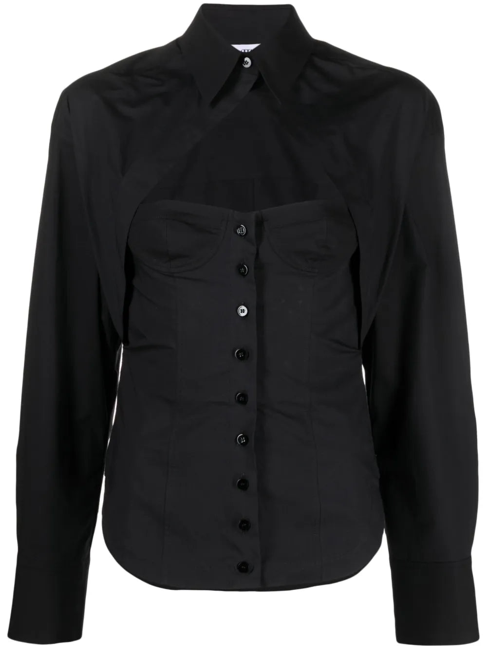 Cut-Out Corset-Style Cotton Shirt