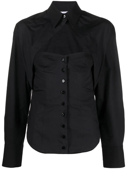 Cut-Out Corset-Style Cotton Shirt