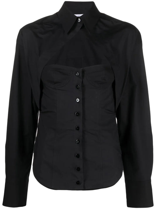 Cut-Out Corset-Style Cotton Shirt