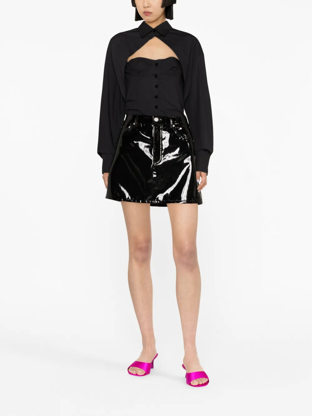 Cut-Out Corset-Style Cotton Shirt