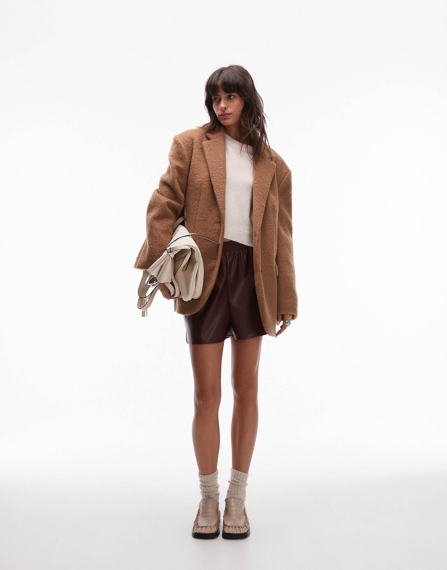 Brushed Wool Look Blazer Coat