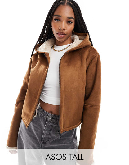 Tall Hooded Shearling Jacket