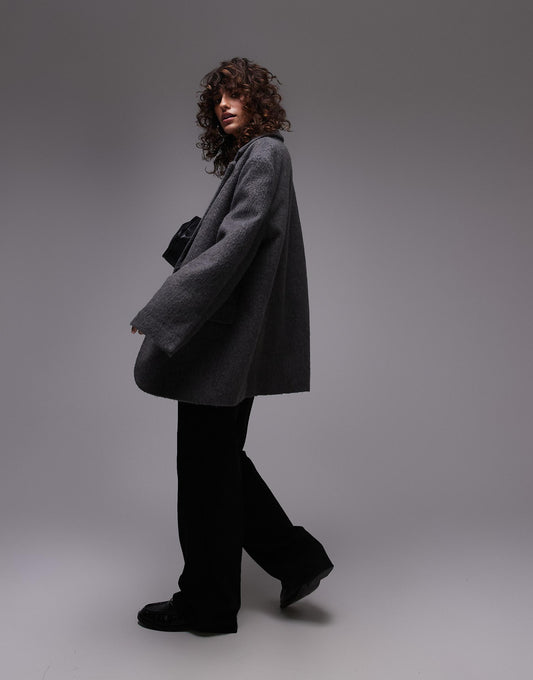 Brushed Wool Look Blazer Coat