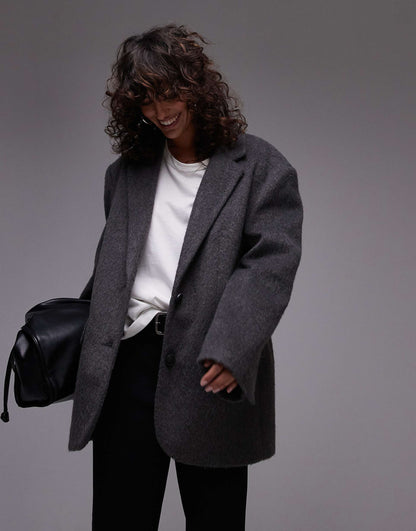 Brushed Wool Look Blazer Coat
