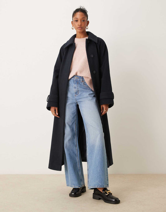 Brushed Formal Top Collar Longline Coat
