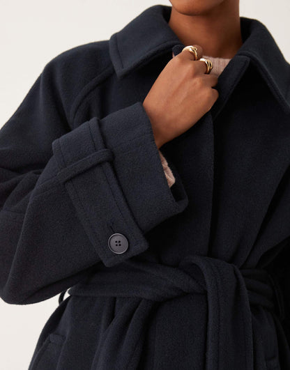 Brushed Formal Top Collar Longline Coat