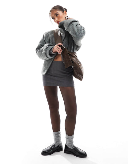 Funnel Neck Brushed Formal Biker Jacket