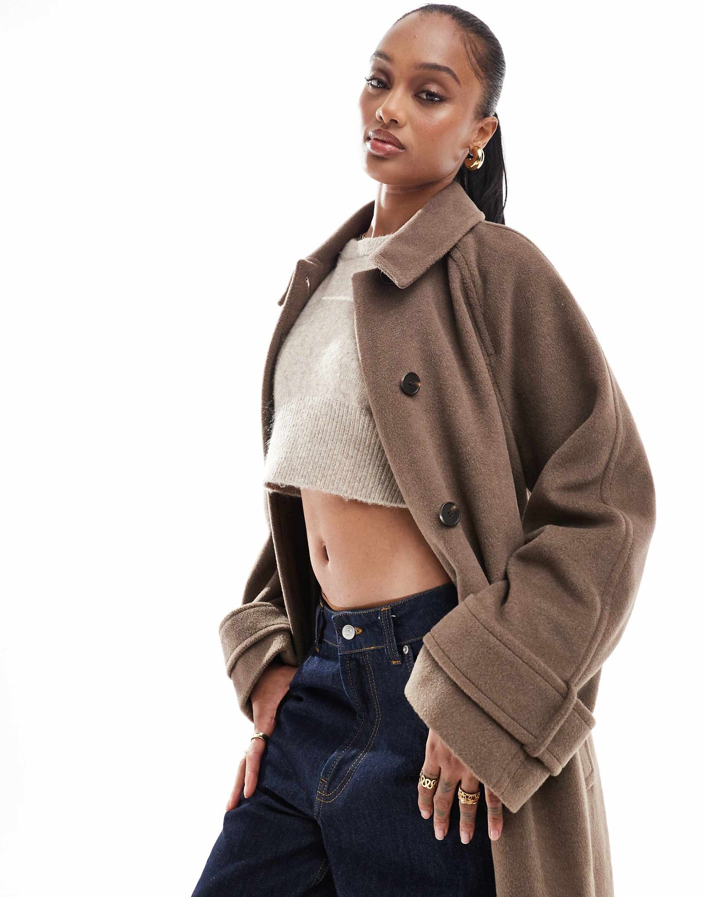 Tall Brushed Formal Top Collar Longline Coat