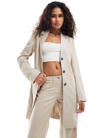 Zoe Co-Ord Linen Blend Longline Blazer