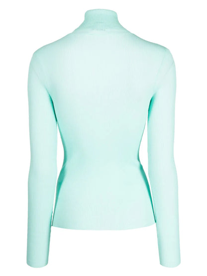 High-Neck Long-Sleeve Ribbed Top
