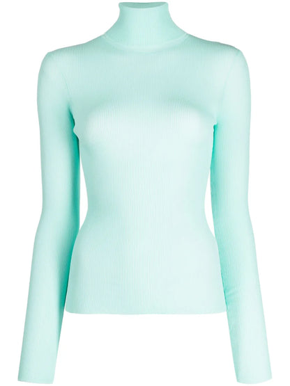 High-Neck Long-Sleeve Ribbed Top
