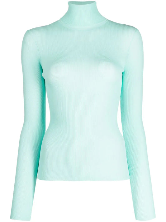 High-Neck Long-Sleeve Ribbed Top