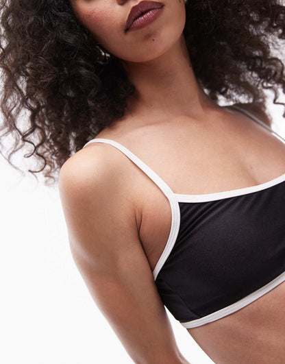 Mono Contrast Trim Scoop Bikini Top