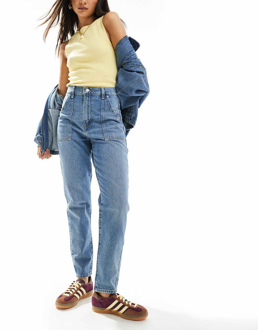 High Waisted Mom Fit Workwear Jeans
