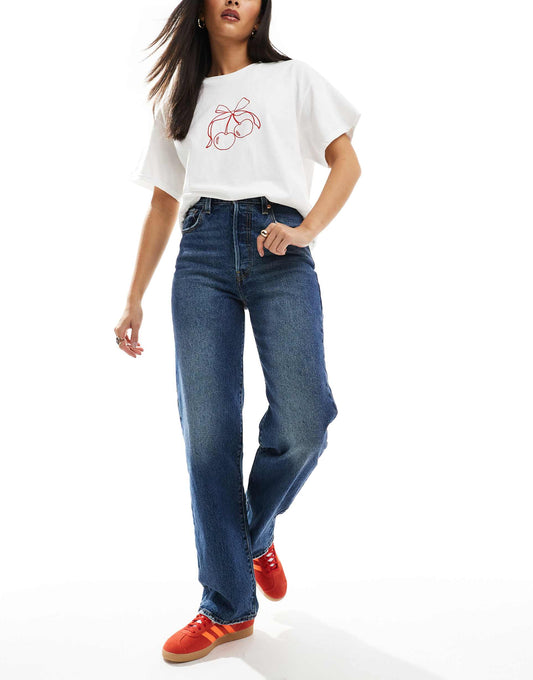 Ribcage High Rise Straight Ankle Length Jeans
