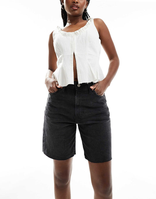 High Waist Ribcage Bermuda Denim Shorts