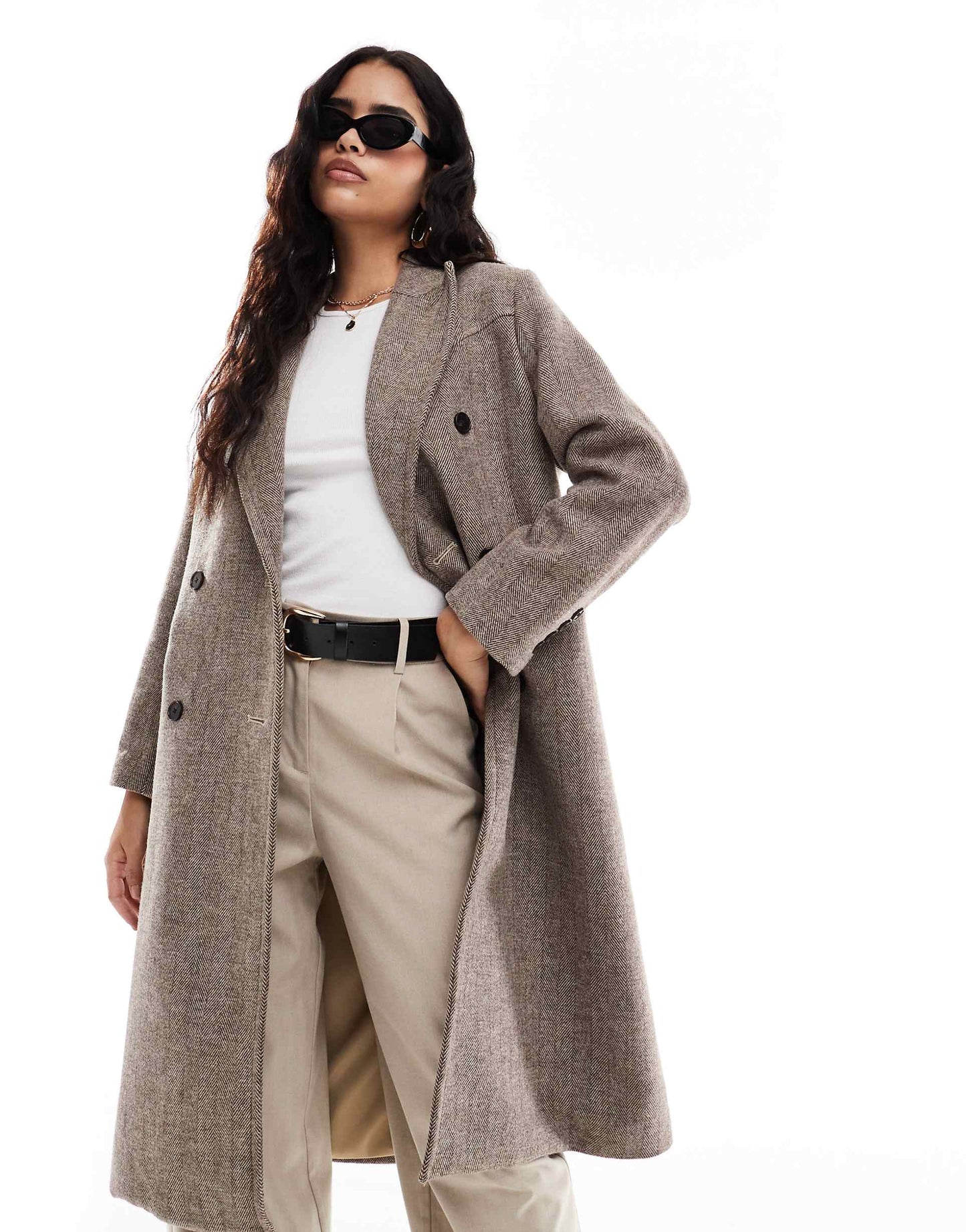 Blair Western Relaxed Fit Herringbone Wool Blend Overcoat