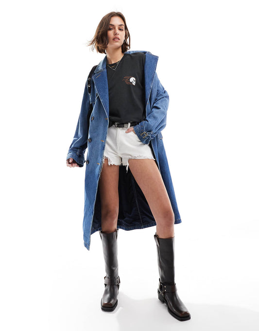 Spade Relaxed Fit Belted Denim Trench Coat