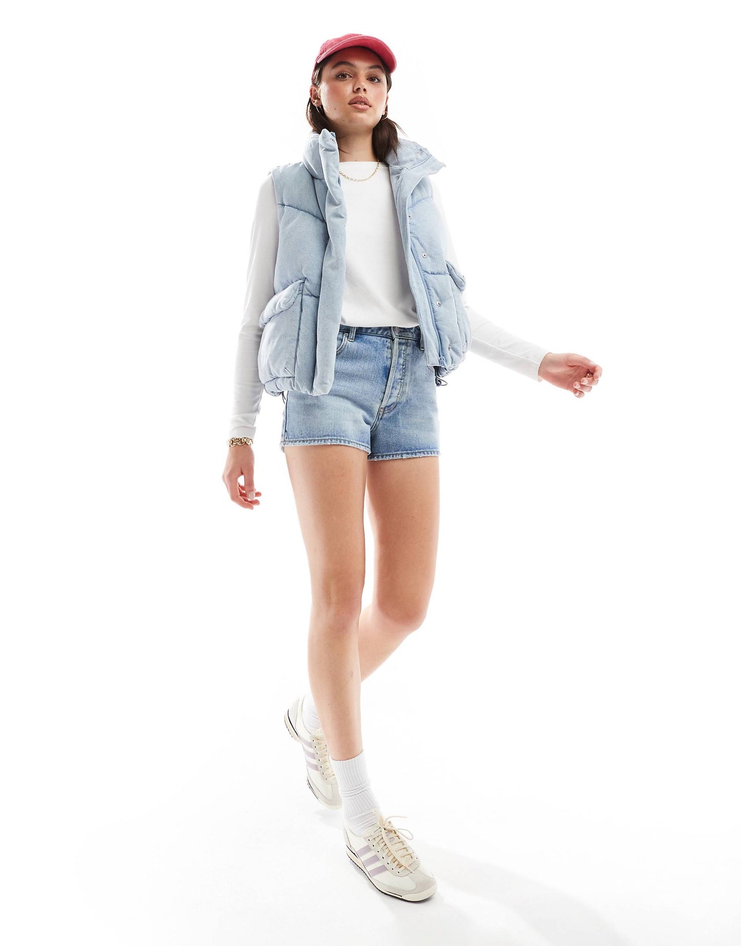 Western Bubble Down Puffer Denim Gilet