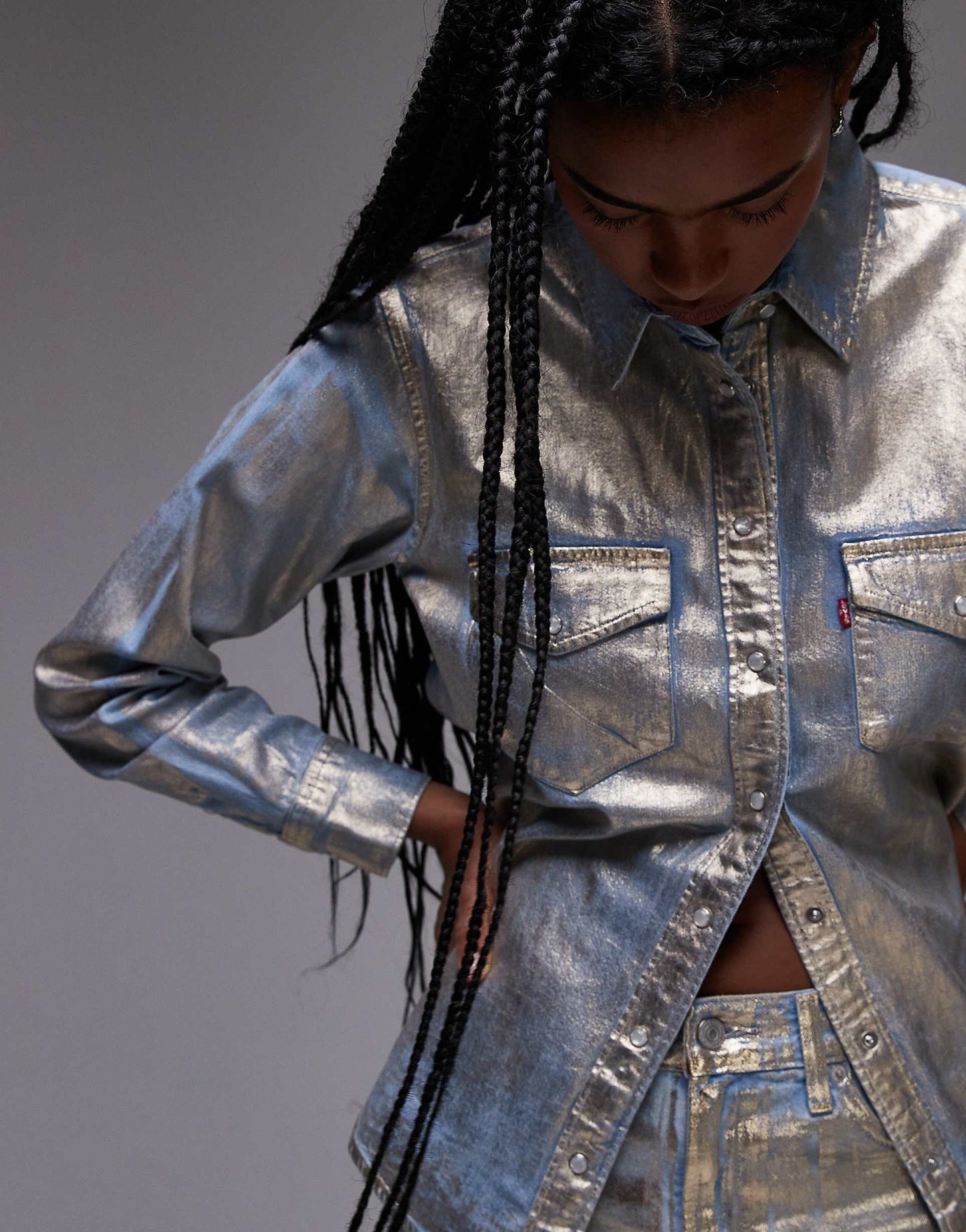 Iconic Metallic Denim Western Shirt