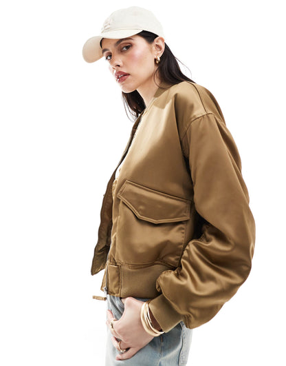 Andy Techy Satin Bomber Jacket