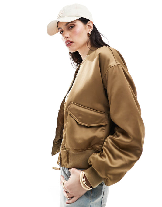 Andy Techy Satin Bomber Jacket