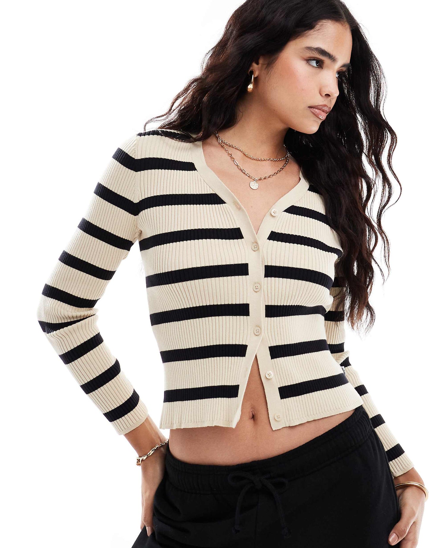 Tulip Slim Fit Stripe Knit Cardigan