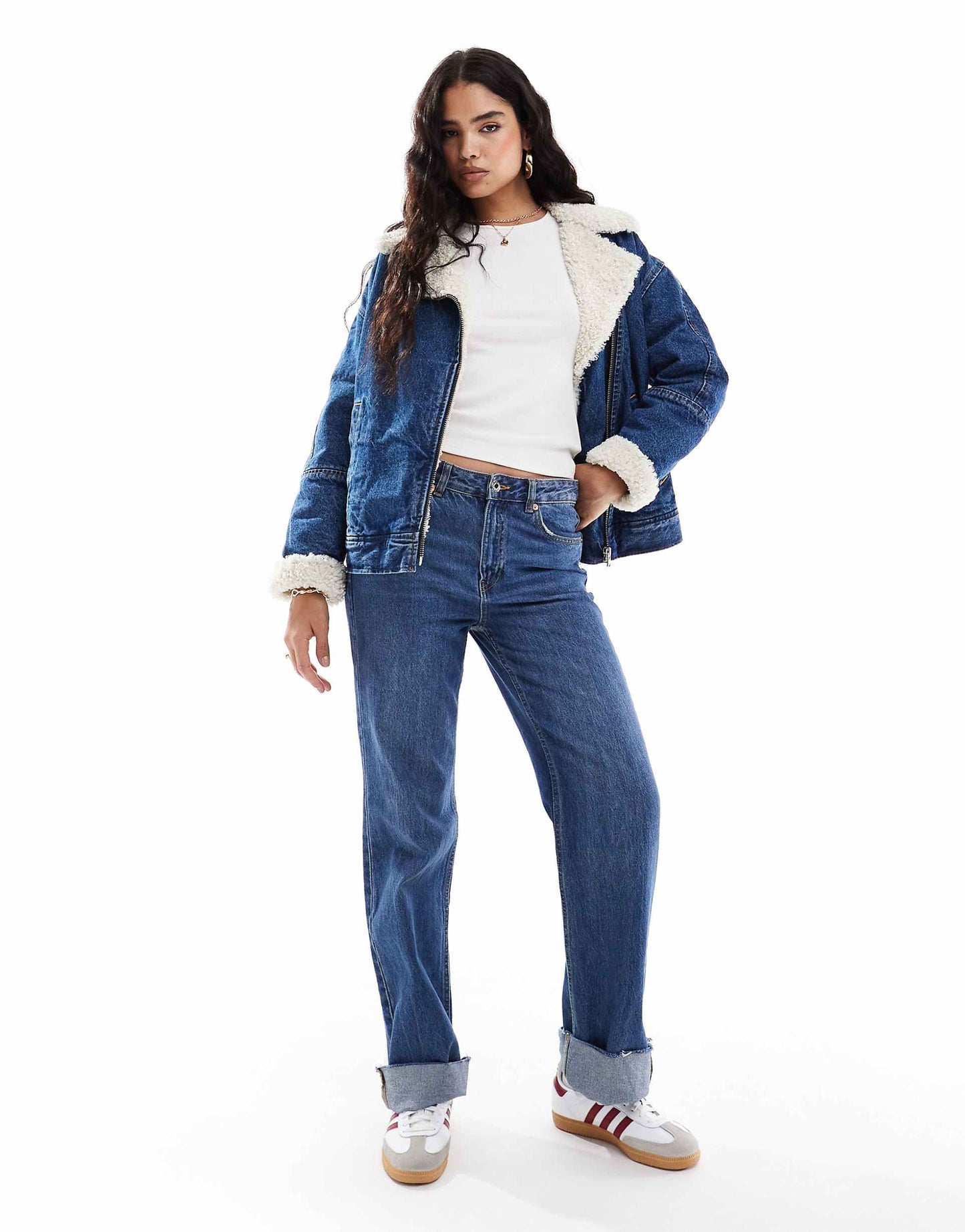 Sherpa Lined Denim Flight Jacket