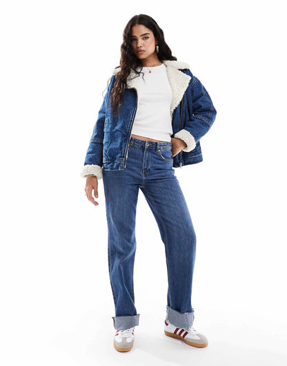 Sherpa Lined Denim Flight Jacket