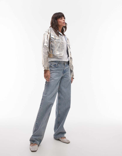 Metallic Shrunken 90S Denim Trucker Jacket