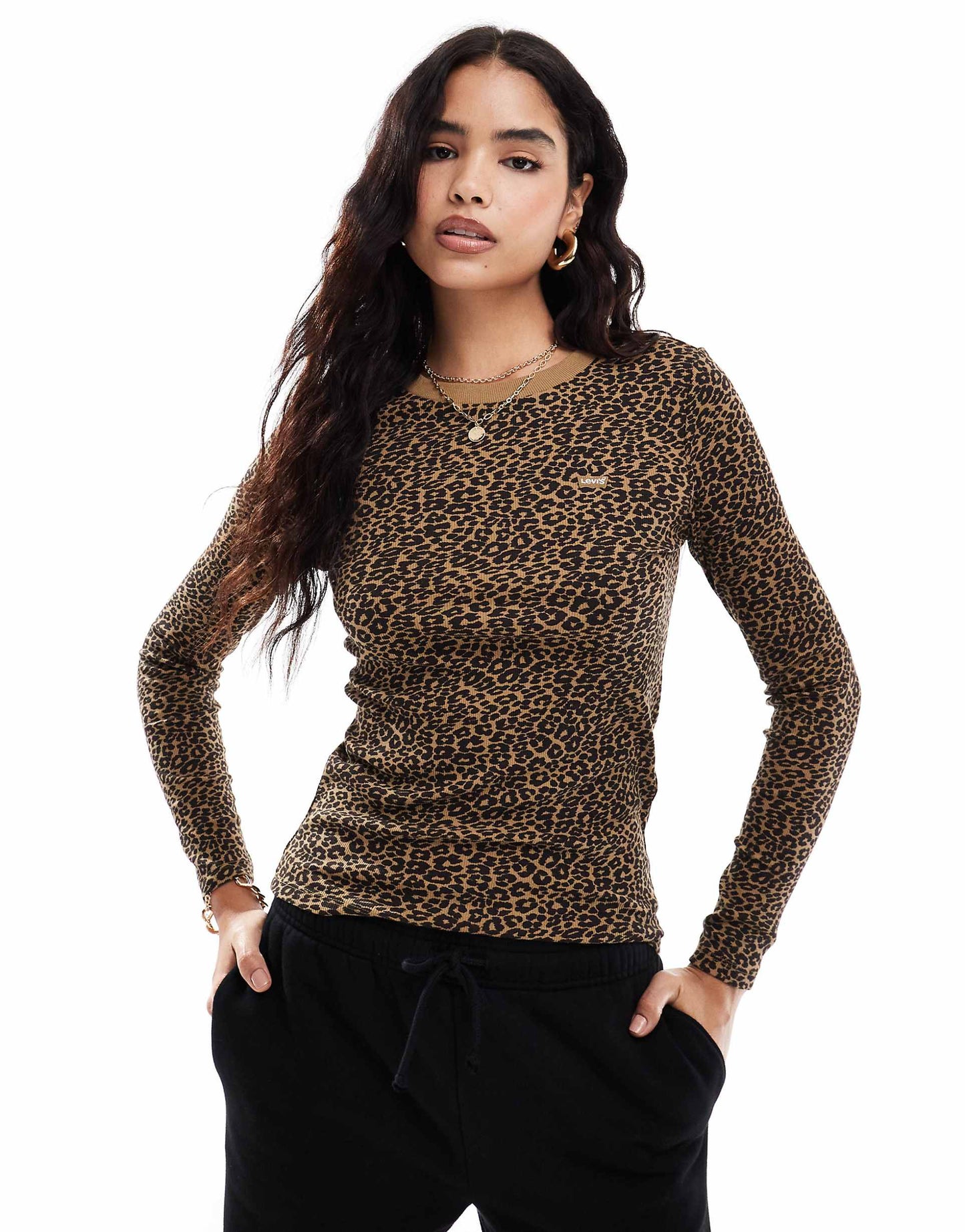 Batwing Logo Cheetah Print Long Sleeve T-Shirt