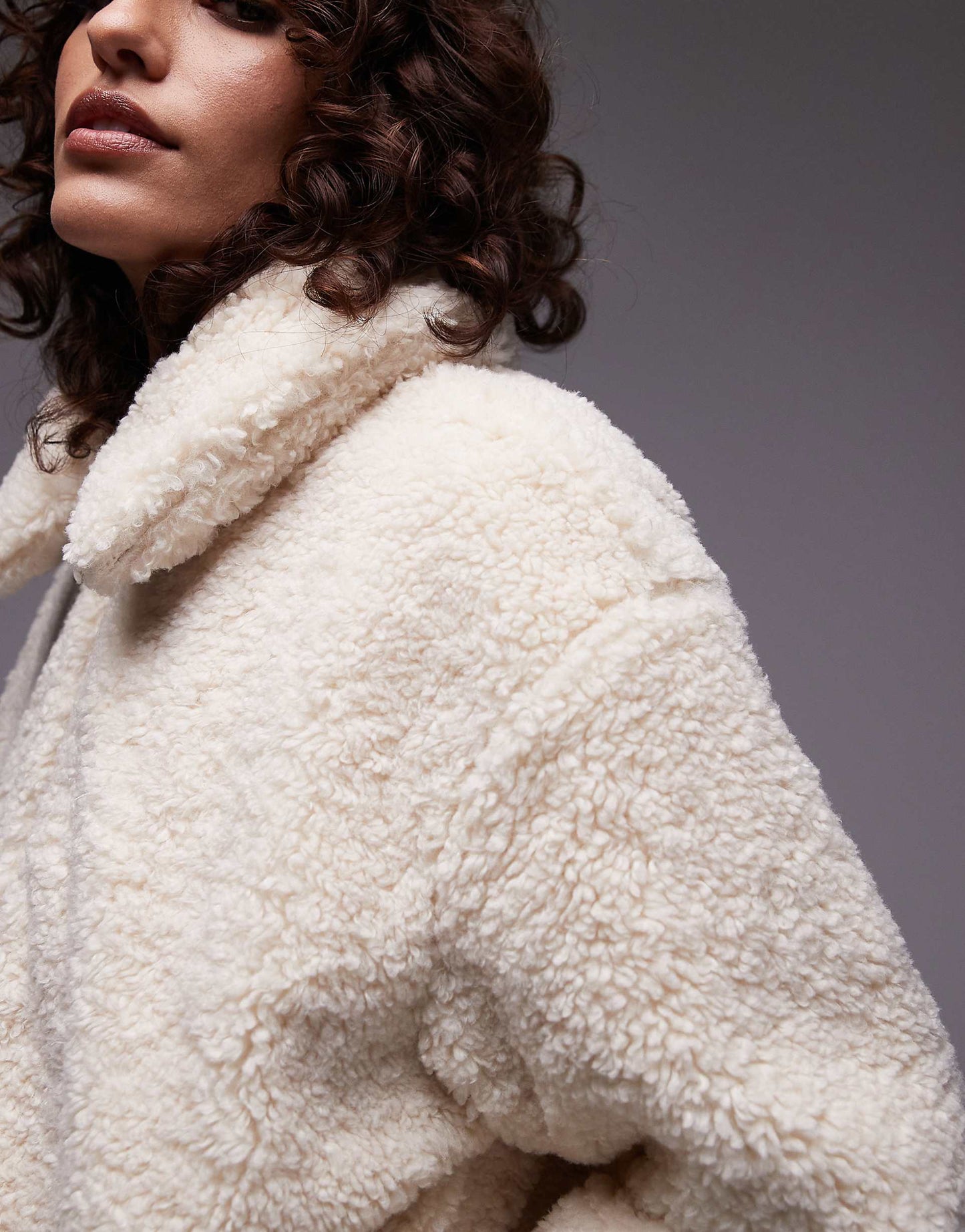 Kate Sherpa Zip Front Collar Jacket Relaxed Fit