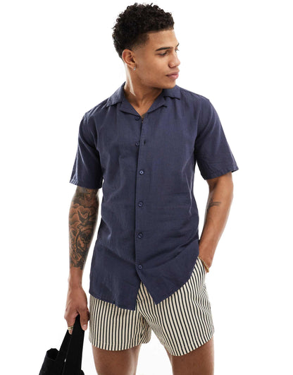 Linen Mix Revere Collar Shirt