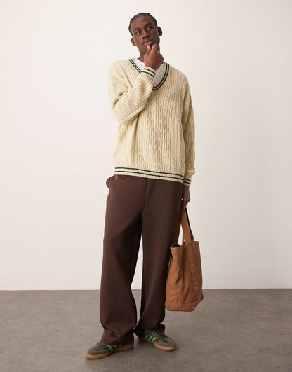 Oversized Cable Knit Cricket Jumper