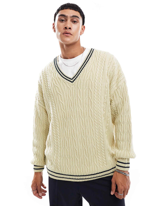 Oversized Cable Knit Cricket Jumper