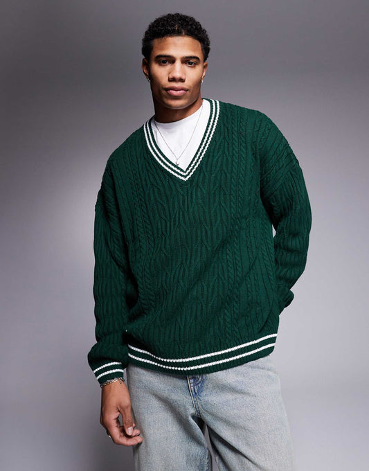 Oversized Cable Knit Cricket Jumper