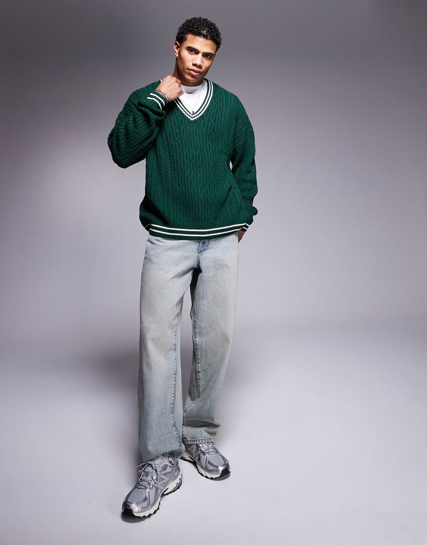 Oversized Cable Knit Cricket Jumper