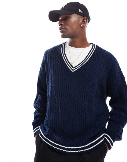 Oversized Cable Knit Cricket Jumper