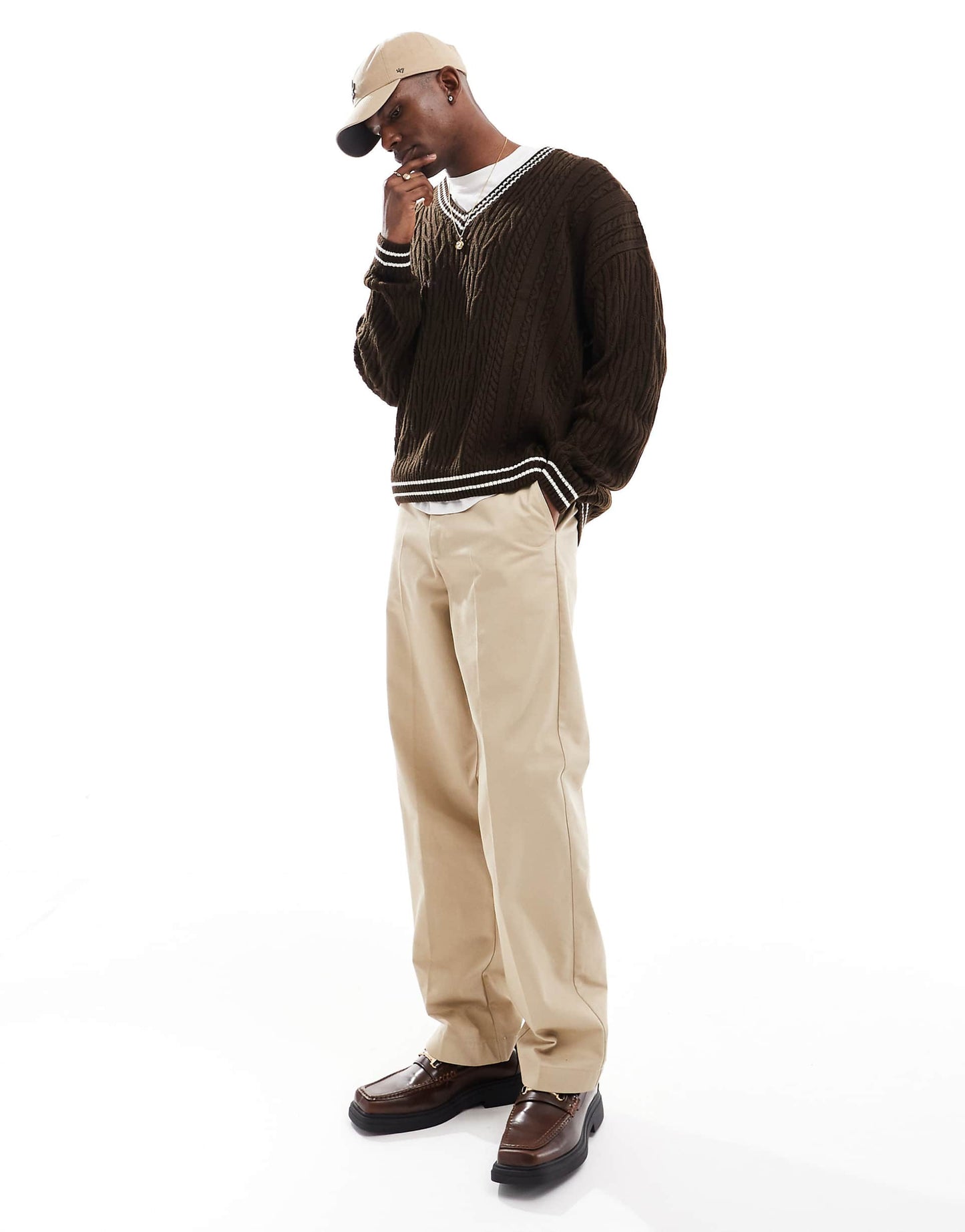 Oversized Cable Knit Cricket Jumper