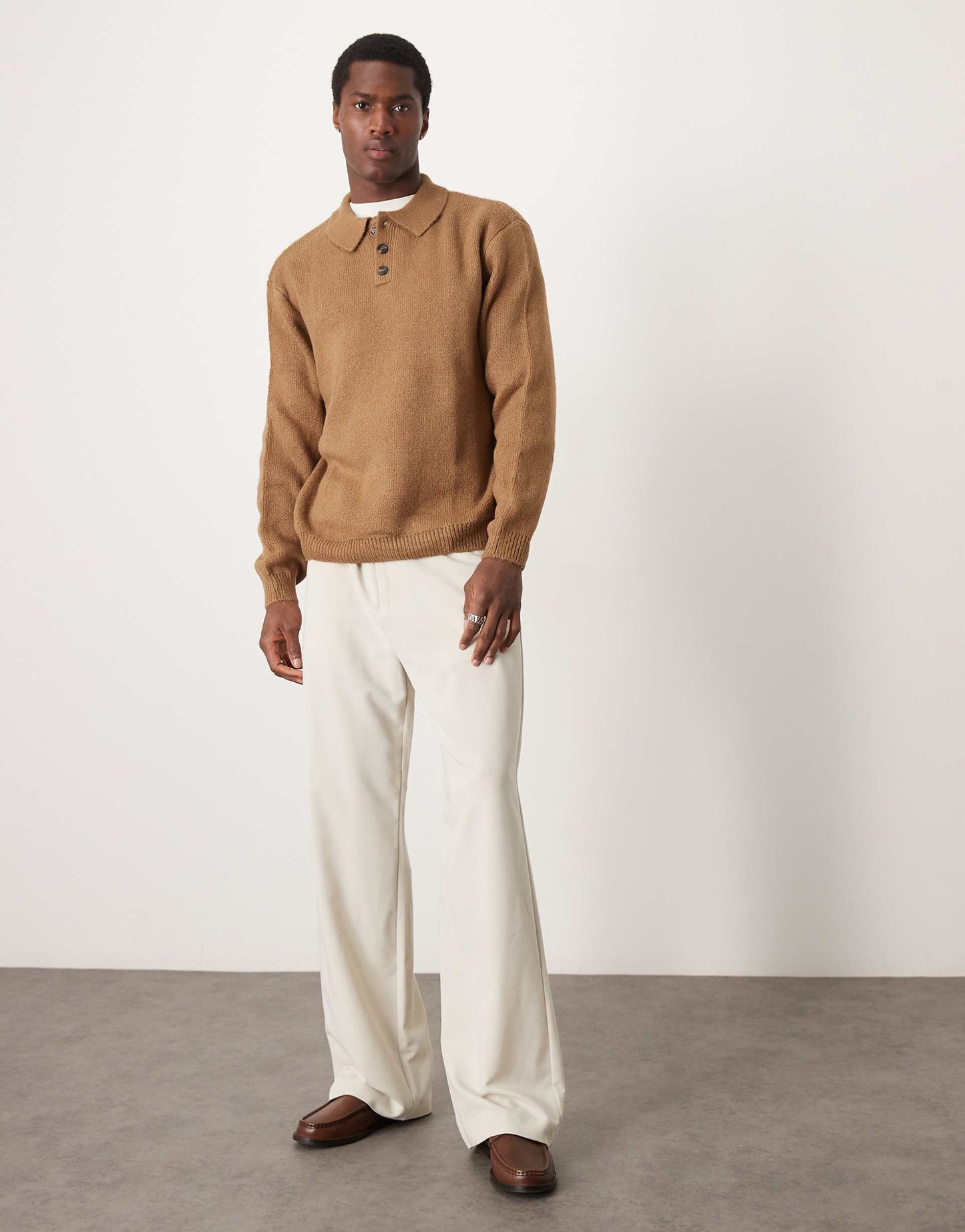 Oversized Brushed Knitted Polo