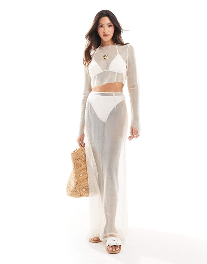 Metallic Wide Leg Beach Trousers Co-Ord